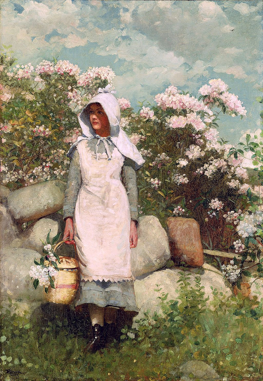 Girl and Laurel in Detail Winslow Homer